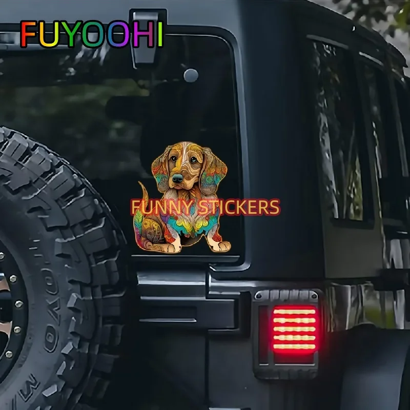 FUYOOHI Adorable Flower Dog Pattern, Car Scratch Resistant Stickers, Universal for All Car Bodies, Motorcycle, Helmet , Notebook