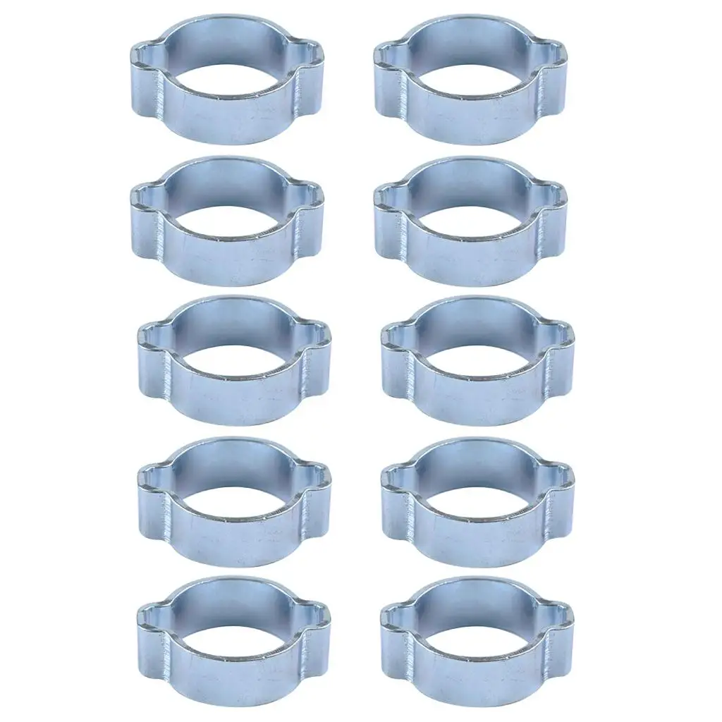 10PCS Double Clips Tube Clamps Stainless Steel Petrol Hose Steel Clip 17-20mm