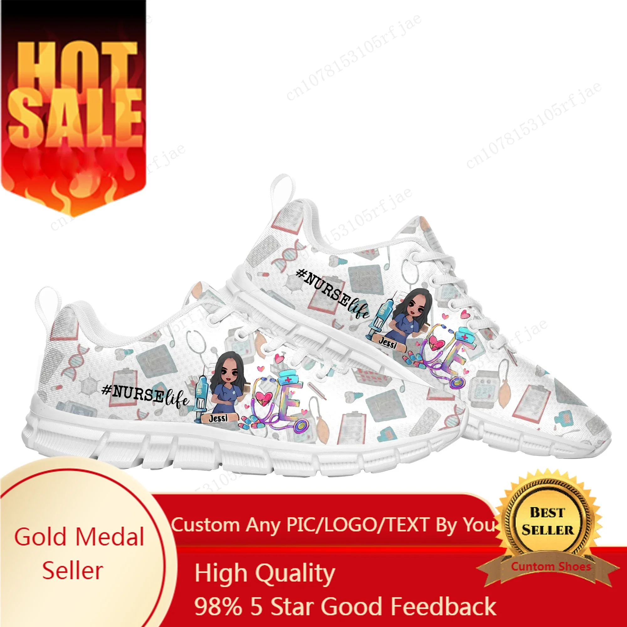 

Cute Cartoon Nurse Sports Custom Shoes Mens Womens Teenager Custom Fashion Sneaker Tailor Made Couple Built Shoes