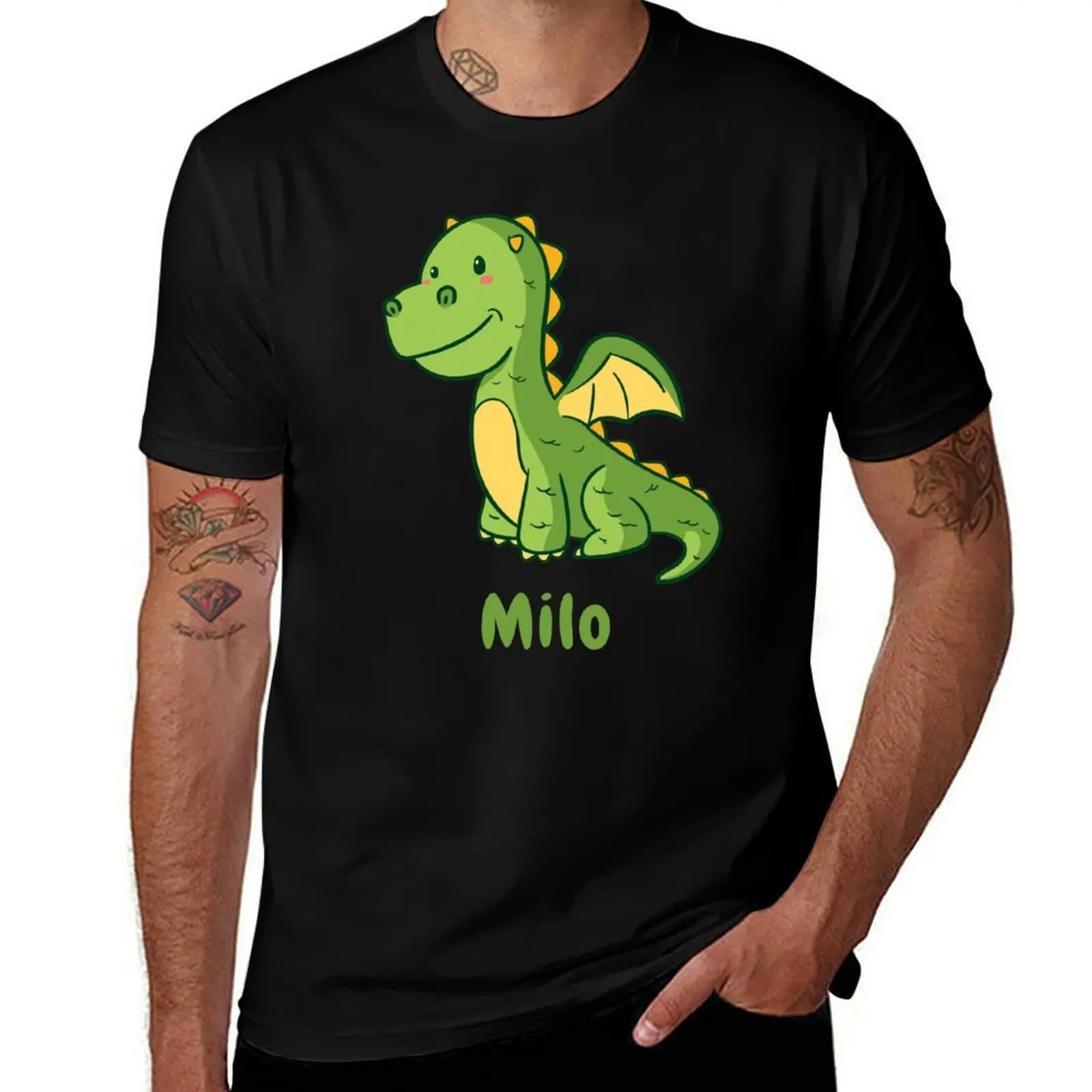 Milo Baby Boy Dragon Green Cartoon Kids T-Shirt Plus Size Gym Sports T-Shirt