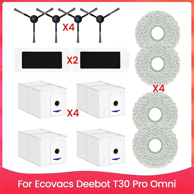 

PORK-For For Ecovacs Deebot T30 Pro Omni Robot Vacuum Cleaner Side Brush Hepa Filter Spare Parts Accessories Replacement