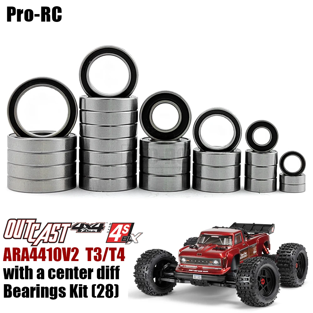 

For Arrma 1/10 Outcast 4S BLX V2 w/ Center Diff Sealed Bearing Kit (28Pcs) ARA4410V2T3 / ARA4410V2T4