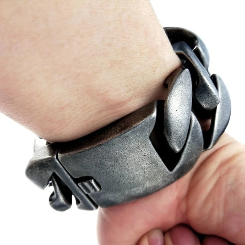 

Retro 316L Stainless Steel Heavy Big Casting Bracelet Bangle for Men; 32mm Width;20-26cm Length