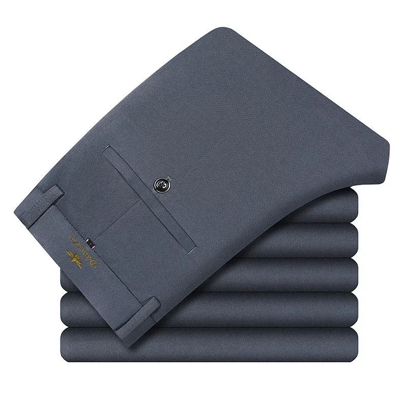 Daily Matching Male Formal Trousers Stable Logo Waist Structure Breathable Woven Material Office Wedding Multi Scene Pants