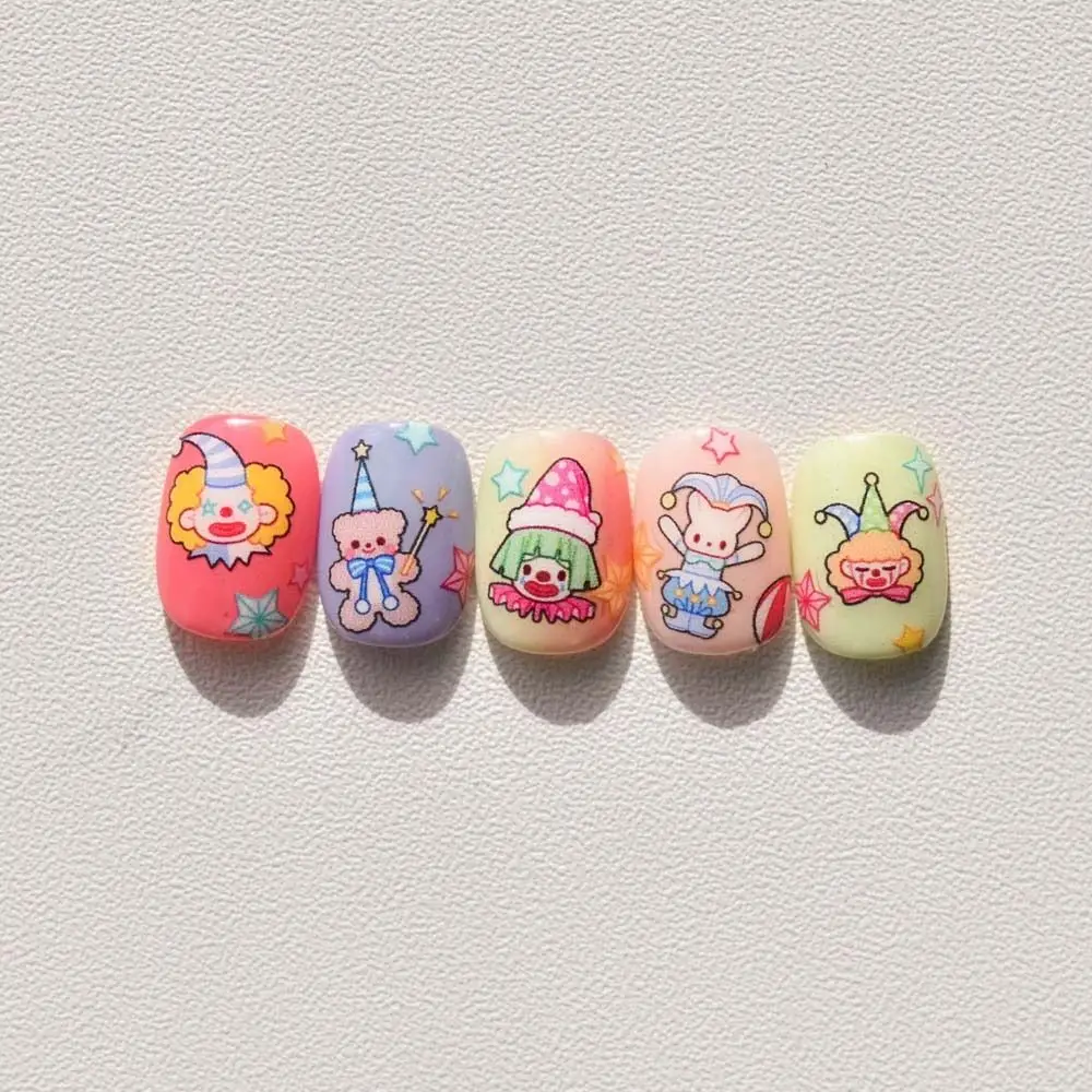 Star Bunny Pattern Joker Nail Stickers Cartoon Nail Charms Play Card Circus Clown Joker Nail Decorations Nail Accessories