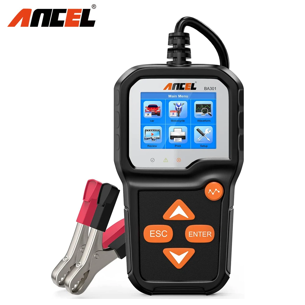 Ancel BA301 Car Battery Tester 6-12V Motorcycles Charging Tools 100-2000 CCA Quick Cranking Charging Circuit Tester Battery Test