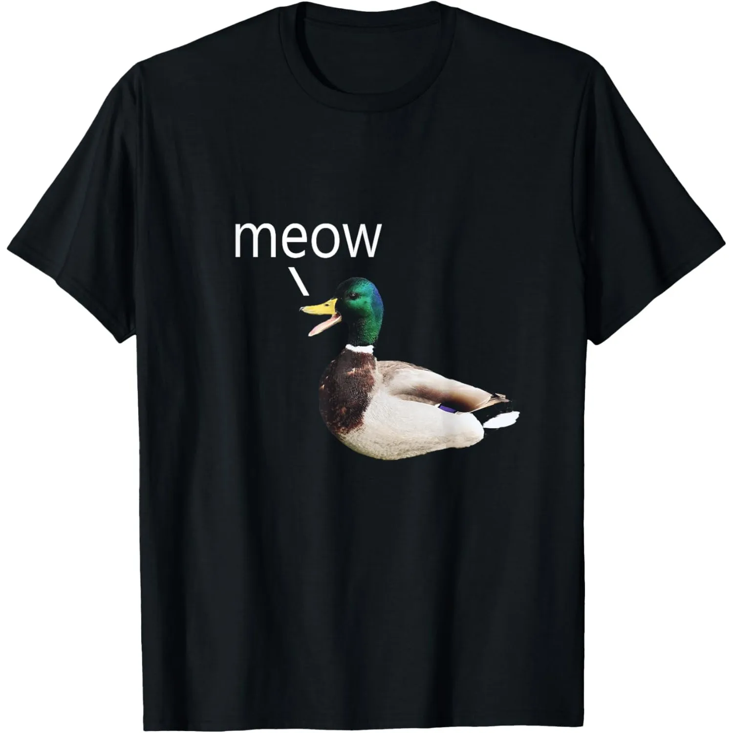 Funny Meowing Duck Meme Graphic Tee Woman Casual Daily Round Neck Breathable New Summer Basic Solid Lady High Quality Soft Top
