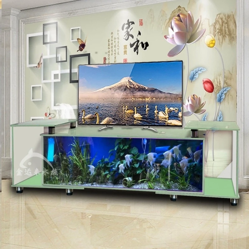 Luxury acrylic aquarium TV stool living room large glass fish tank home TV table aquarium fish tank