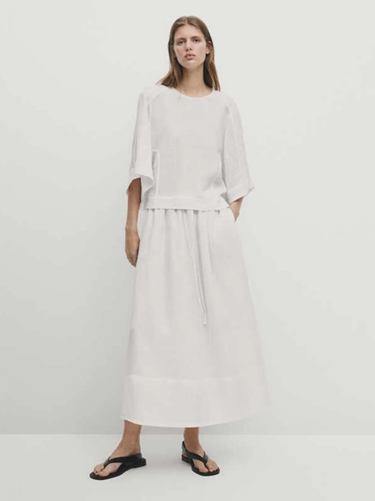 

Женская льняная юбка-миди, весна-лето, новая романтическая садовая легкая тонкая универсальная юбка трапециевидной формы, однотонная юбка со средней талией