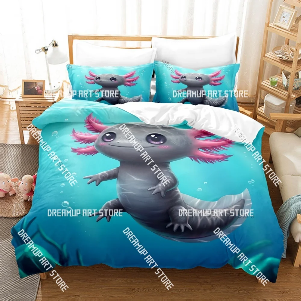 Fashion Adorable Axolotl Cartoon Bedding Set Single Twin Full Queen King Size Bed Set Kids Bedroom Duvetcover Sets Bed Sheet Set