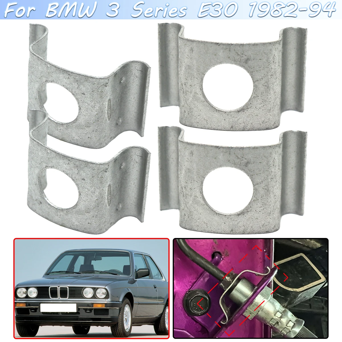 

Car Brake Hose Line Fixing Securing Clips Bracket Retaining Rivets Spring Repair Kit Replacement For BMW 3 Series E30 1982-1994