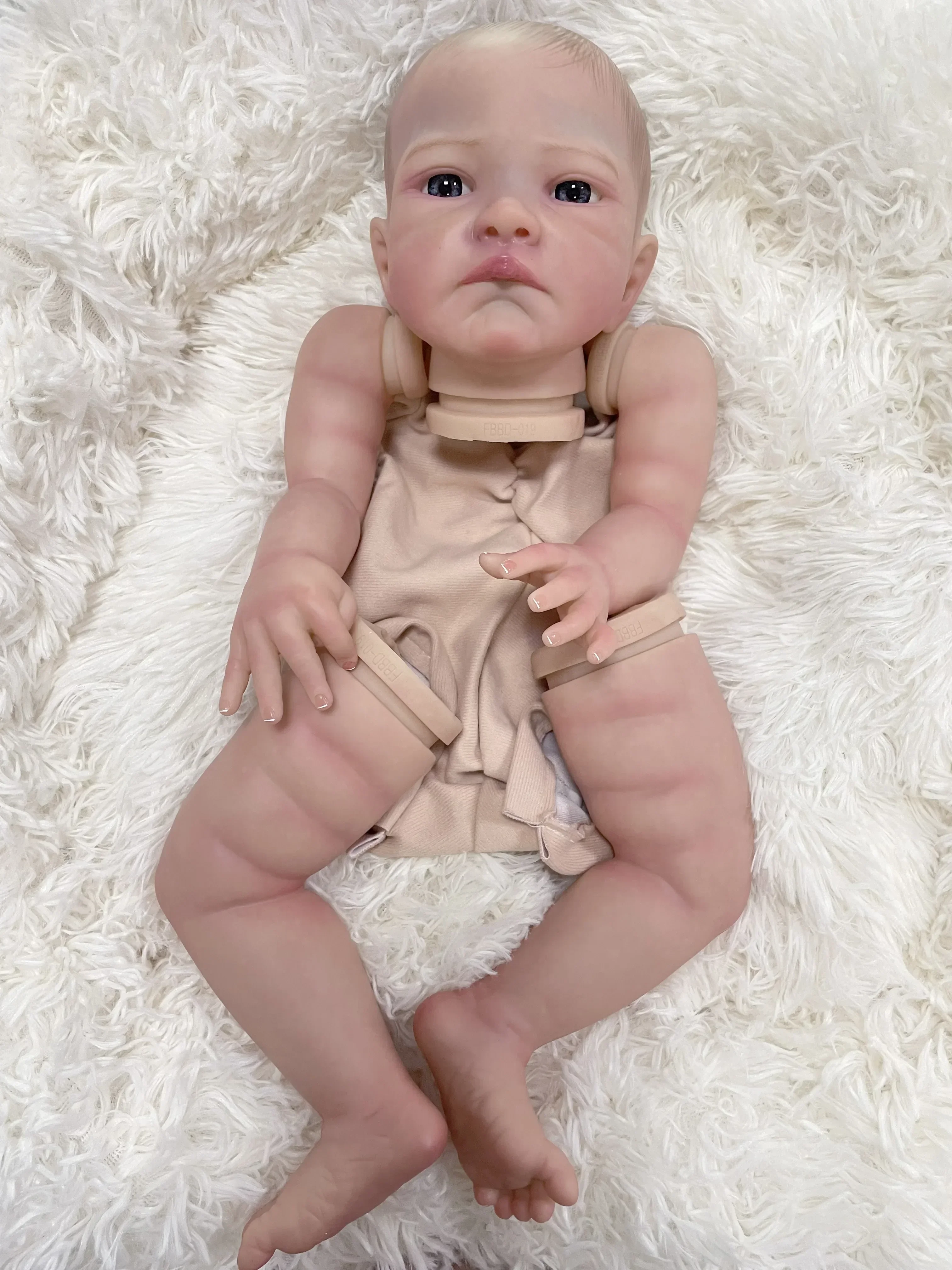 19inch Reborn Doll Kit August Awake Unfinished Already Paited DIY Parts with Cloth Body and Eyes
