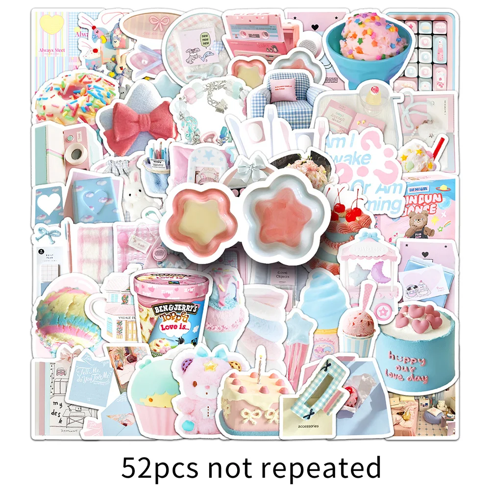 10/30/52 قطعة لطيف الوردي الأزرق Ins نمط ملصقات Kawaii الكرتون الديكور DIY بها بنفسك الأمتعة المحمول دفتر الدراجة الهاتف الاطفال لعبة الكتابة على الجدران #4