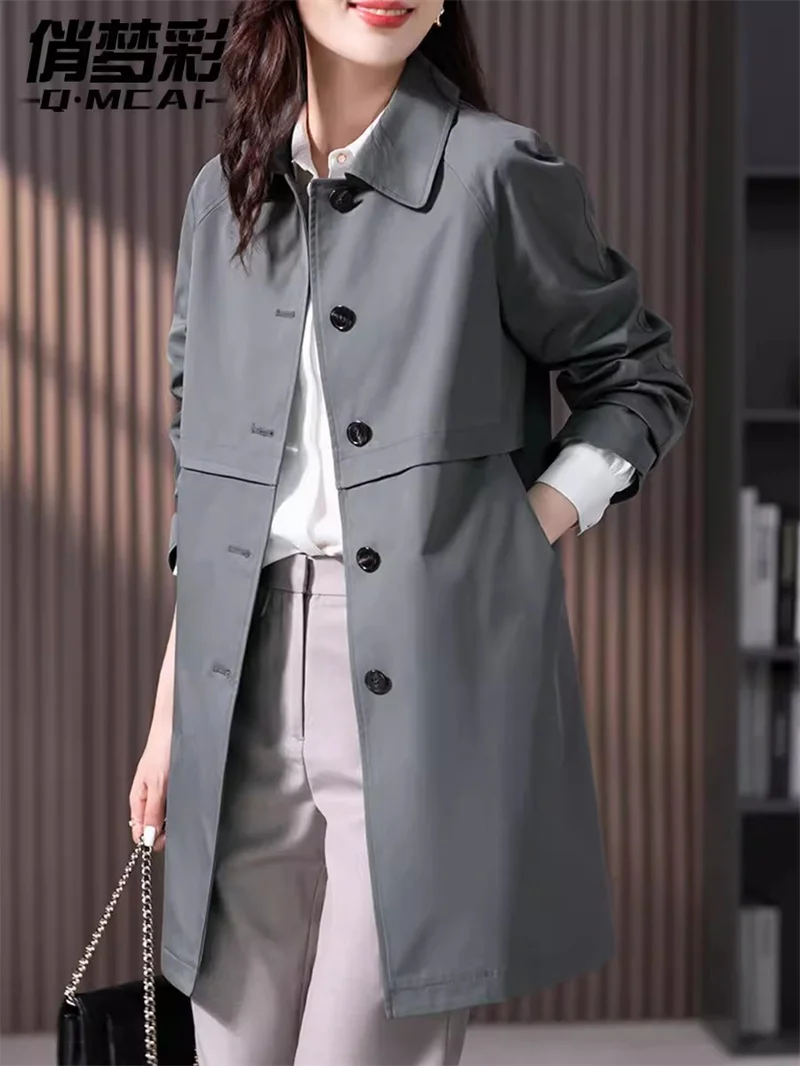 

Small Coat Jacket for Women's Spring Autumn Haute Couture British Trench Coat 2024 New Temperament age Reducing Mid Length Top