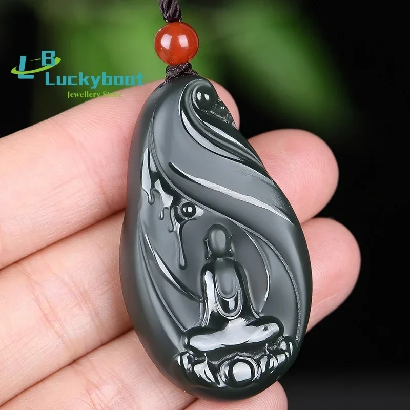 New Natural Hetian CYAN Jade Double-sided Carving Pendant Jadeite Charm Necklace Exquisite Jewelry Men Women with Chain