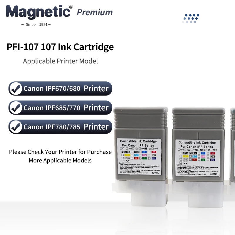 

PFI 107 PFI-107 PFI107 Compatible Ink Cartridge For Canon IPF670 IPF680 IPF685 IPF770 IPF780 IPF785 Printer Dye / Pigment Ink