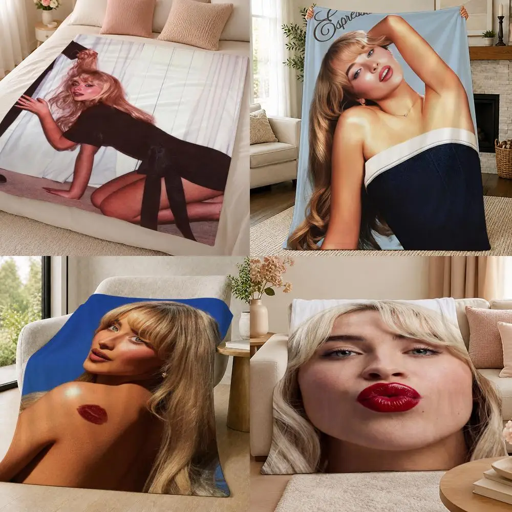 Music S-Sabrina Carpenter American Pop Singer Throw 320g Soft Flannel Fleece Throw Blanket Cover Sofa Bed Dorm Nap
