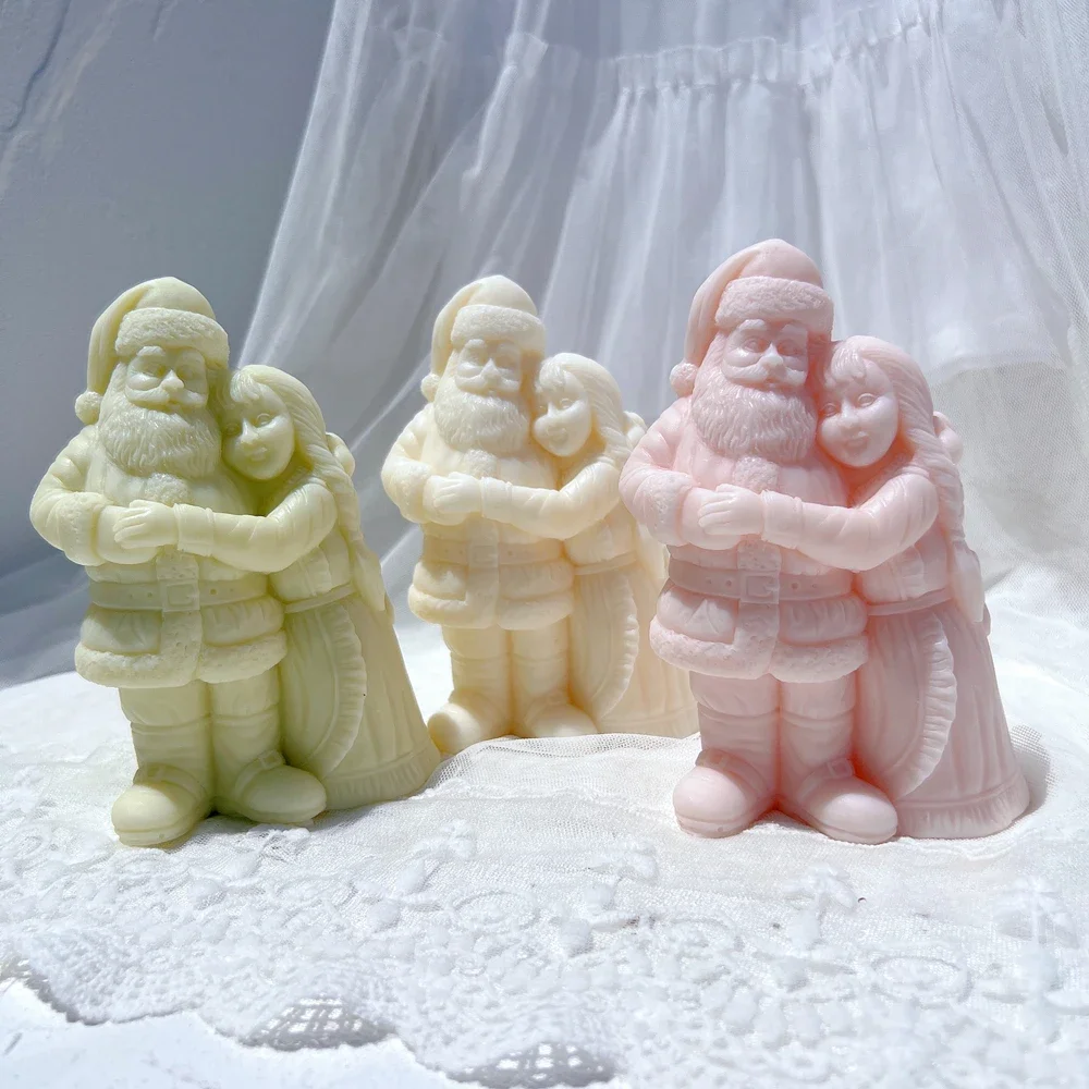 Mr. and Mrs. Santa Candle Mold Father Christmas Resin Silicone Mold Kriss Kringle Plaster Gypsum Mould Christmas Art