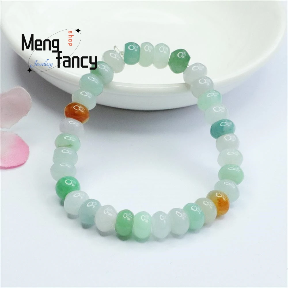 Naturalny Myanmar Jadeite Abacus Abacus Beads Kolorowa bransoletka z jadeitu Wykwintna elegancka prosta wysokiej jakości luksusowa biżuteria wysokiej jakości