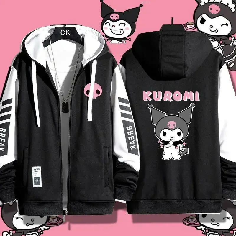 New Sanrio Kuromi Loose Hooded Anime My melody Cartoon Students Sports Jacket 100Kg Can Be Worn Track Jacket Casual Sweater Gift