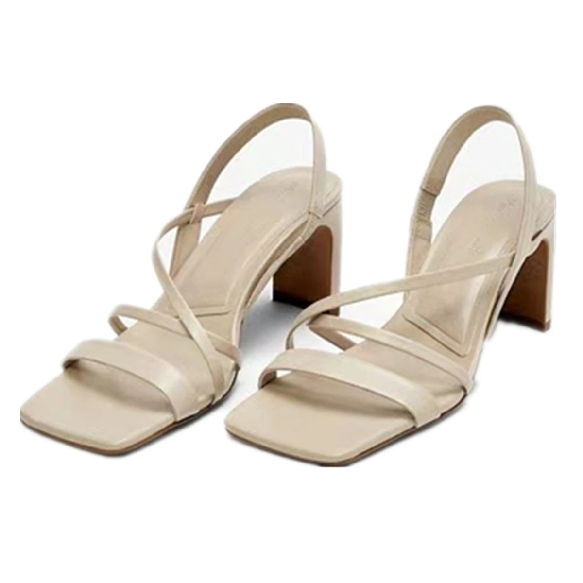 

Jenny&Dave Summer Commuter Leisure Sandals Women Minimalist Women's Beige 6cm Square High Heel Fashion Sandals Laides