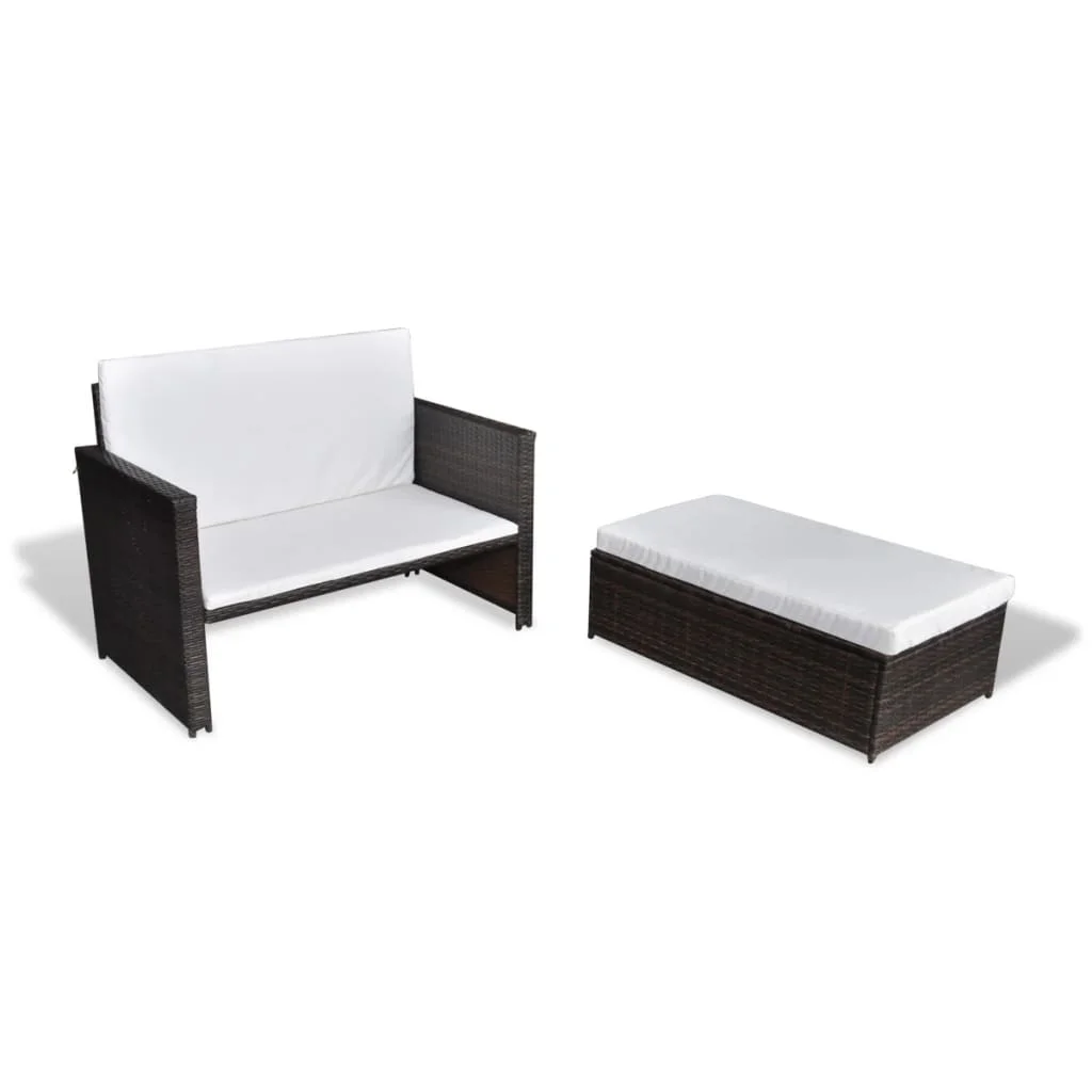 Terrasse Garten Tag Bett Sofa Möbel Sitz Poly Rattan Braun