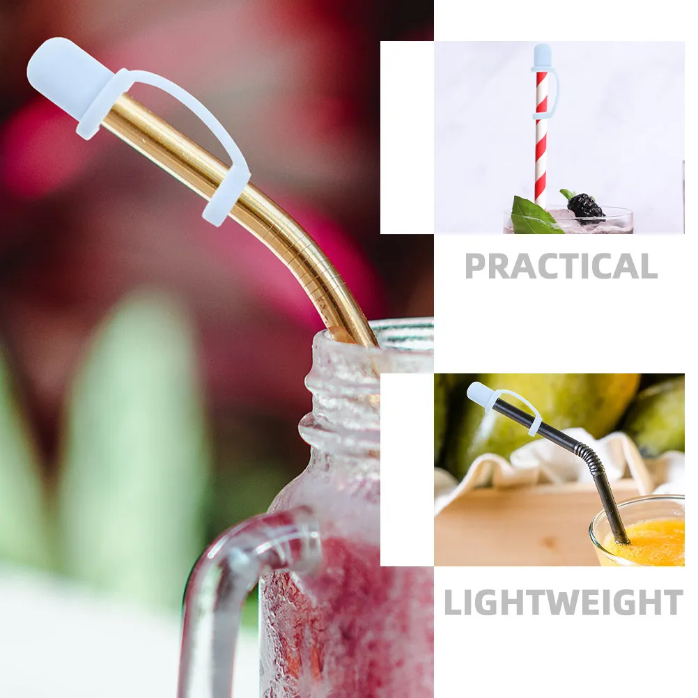 6Pcs Silicone Straw Toppers Reusable Straw Tips End Covers Protective Hygienic Cap for Metal Plastic Paper Straws Cute Design
