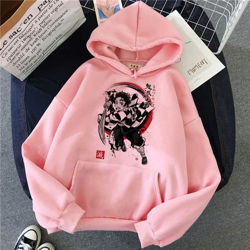 Y2k Japan Anime Women Sweatshirts Manga Demon Slayer Plus Size Hoodie Harajuku Kawaii Cartoon Kamado Nezuko Girl Streetwear