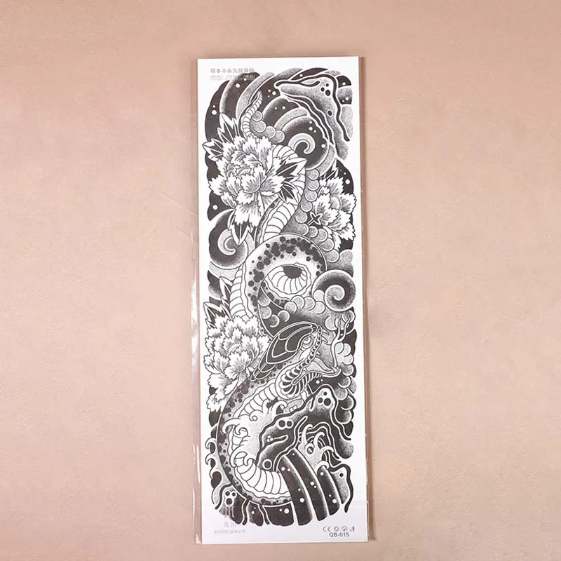 Sea Snake Full Arm Waterproof Temporary Tattoo Sticker, Long-lasting for 1-2 Weeks, Realistic Semi-Permanent Fake Tattoo