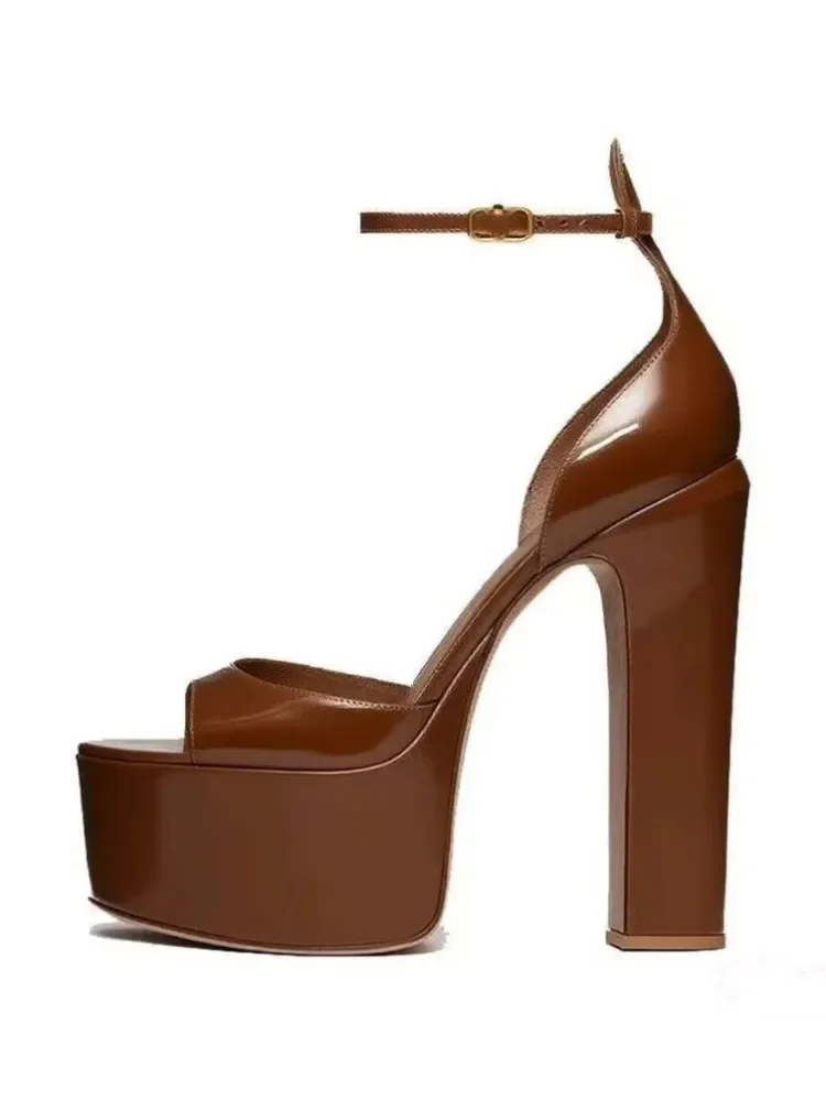 Женские летние новые грубые босоножки на высоком каблуке с рыбьим ротом, водонепроницаемая платформа на толстой подошве, сексуальная женская обувь для вечеринок и свадеб