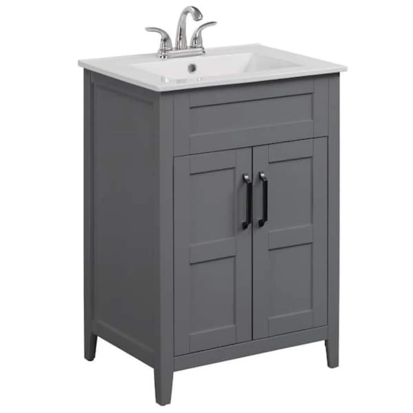 US 24 em. W x 18 polegadas D x 34 polegadas Único Banheiro Vanity Top em Huron Gray, H, Pia Incluída