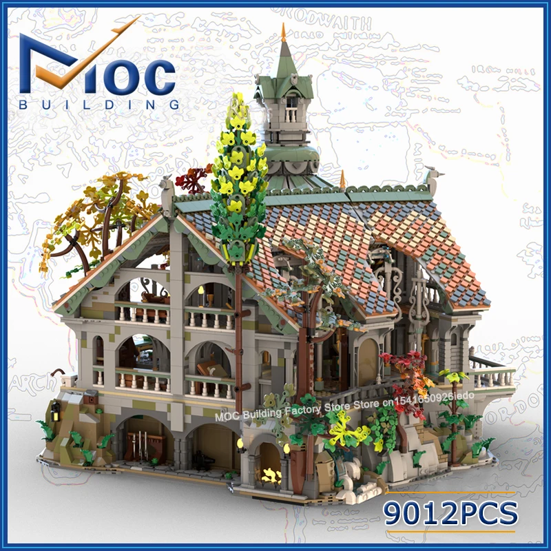 MOC Building Blocks Classic Movie Castle Series Scene Rivendell Tower Hall Model DIY Assemble Bricks Toy Collection Display Gift