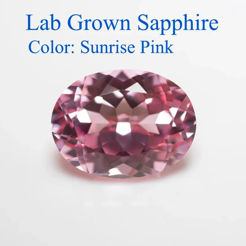 

Top Lab Grown Sapphire Oval Shape Sunrise Pink Color Charms Beads for Diy Advanced Jewelry Making Selectable AGL Certificate