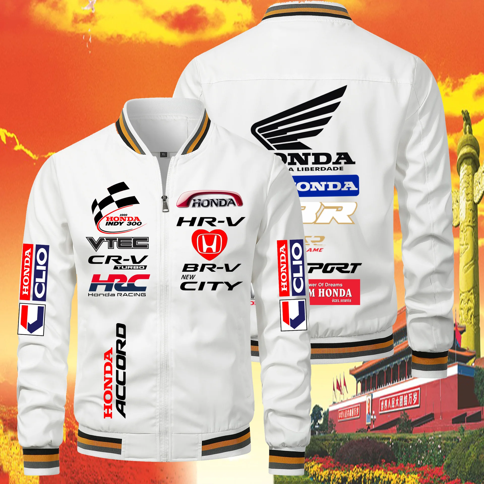 

Honda Men's Motorcycle Jacket Windproof HRC Red Wing Logo Team Sportwear Motard Vest with Honda Emblem