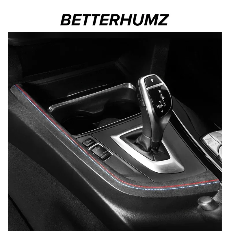 Betterhumz Car Gear Shift Panel Side Trim Strip For BMW F30 F32 F34 Series 3 Made of Alcantar ABS Interior Tuning Accessories