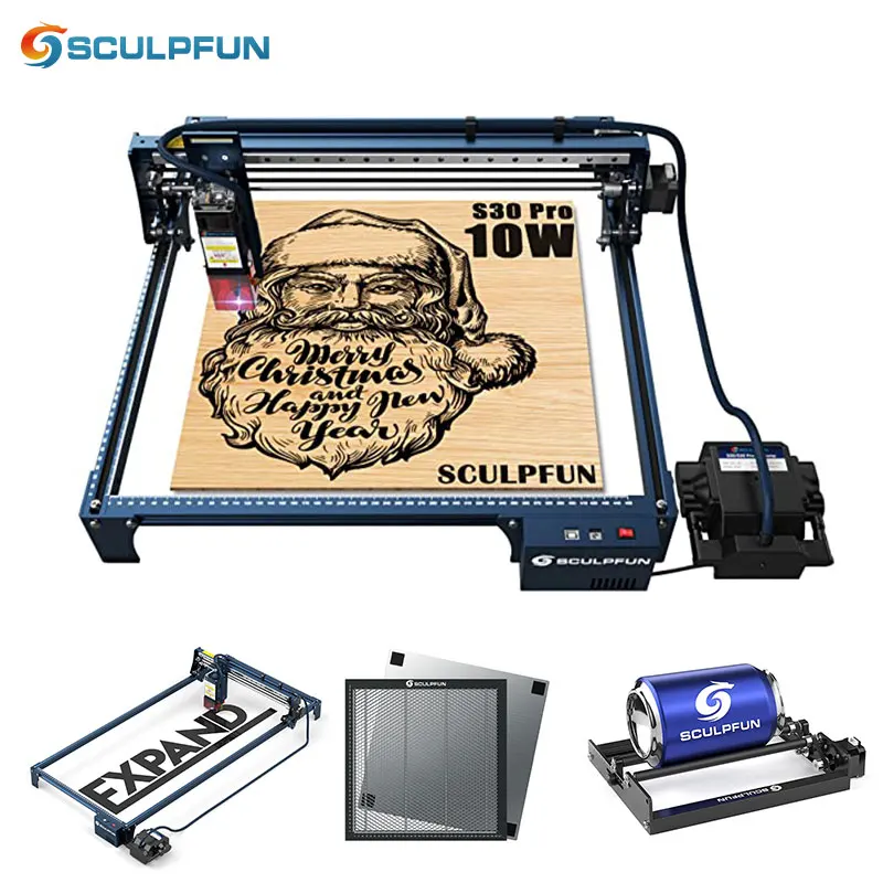 

SCULPFUN S30 Pro 10W Laser Engraver with Honeycomb&Rotary Roller Automatic Air-assist Engraving Machine 935x400mm Engraving Area