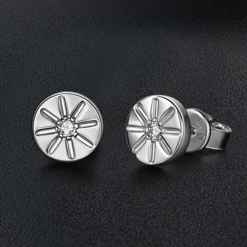 

S925 Silver 2mm Moissanite Circle Stud Earrings Women Men Fine Jewelry D Color VVS1 Moissanite Diamond Ear Studs Pass Tester