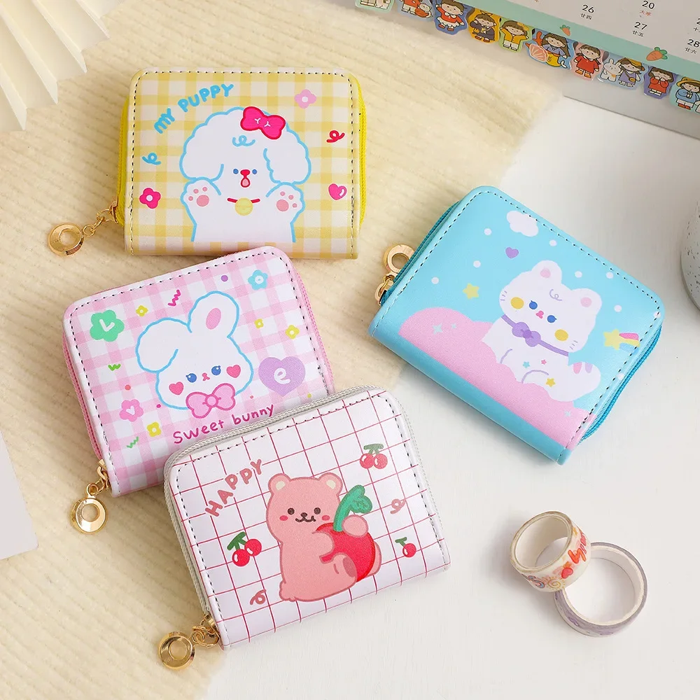 Kawaii Cat Card Wallet for Women Cute Bunny Cards Holder Driving Licence Credit Card Protective Tarjetero Carteras Para Mujer