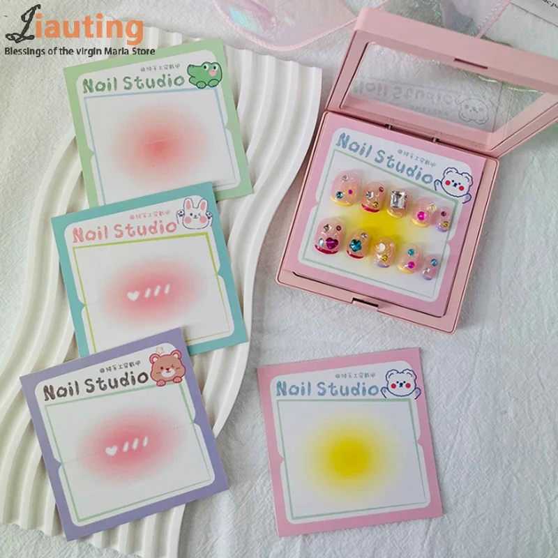 50Pcs Press On Nail Cardboard Cards 6.5x6.5cm 8x8cm Cartoon Pattern Nail Art Display Photo Props Card False Nail Tips Manicure