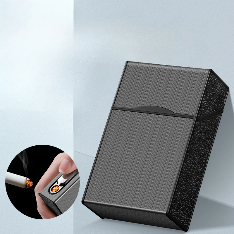 

USB Charging Cigarette Case, 20 Pack, Conventional Cigarette Case, Lighter Integrated, New A6