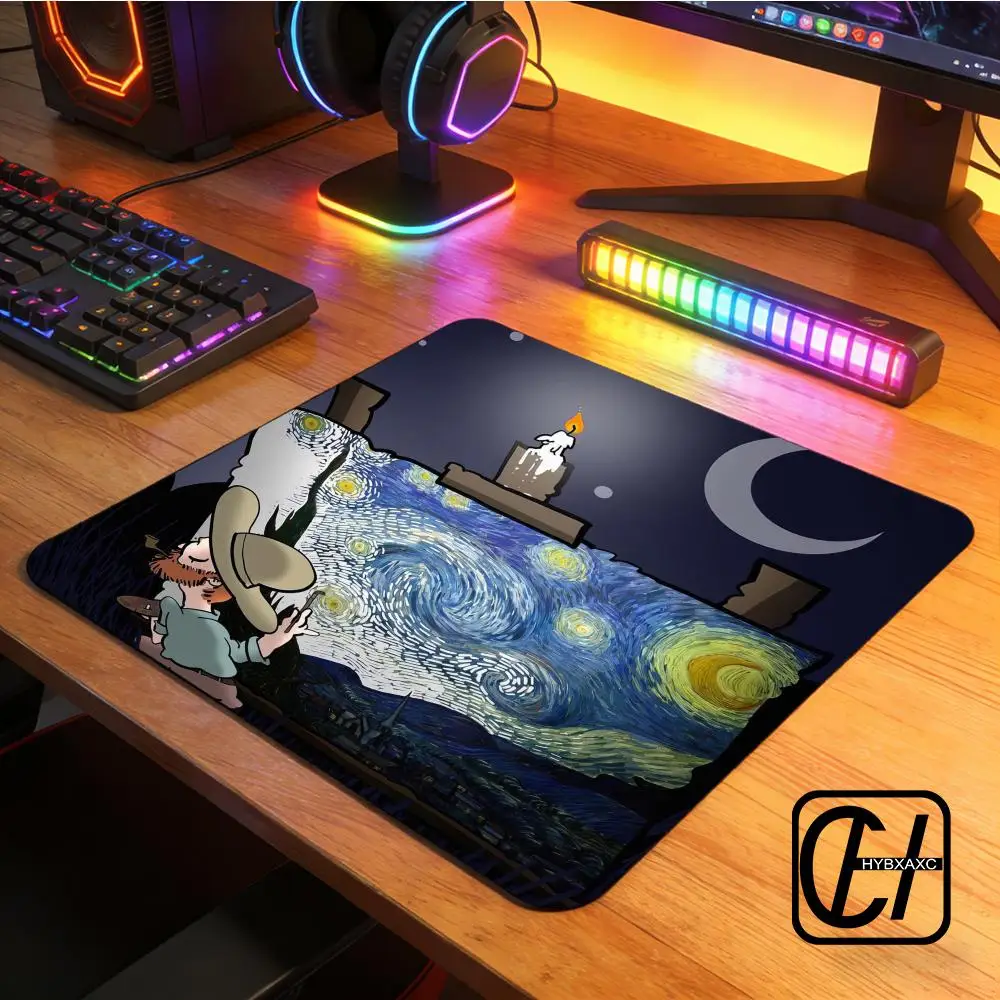 

Van Gogh Illustration Anime Mouse Pad Kawaii Pc Accessories Gaming Laptops Gamer Deskmat Desk Protector Keyboard Mat HYBXXC