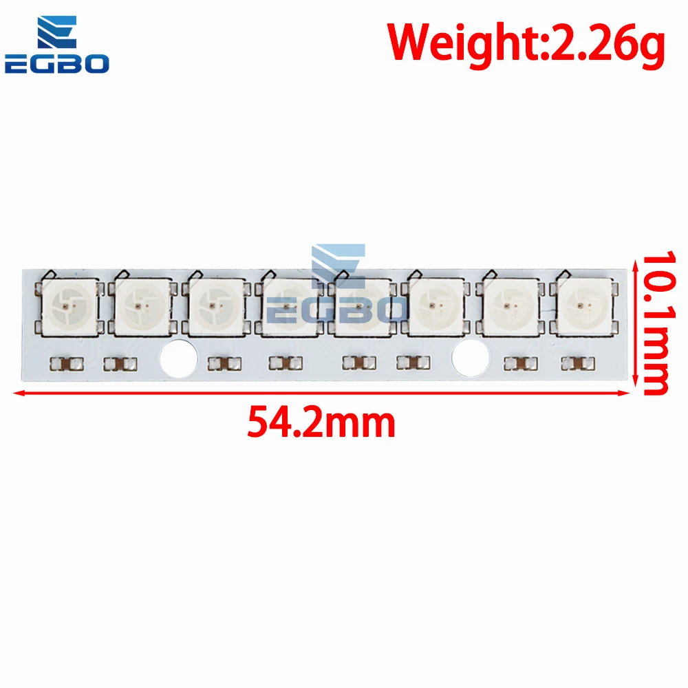 1 PCS EGBO Stick 8 canais WS2812 5050 RGB LED luzes embutidas placa de desenvolvimento acionada por cores