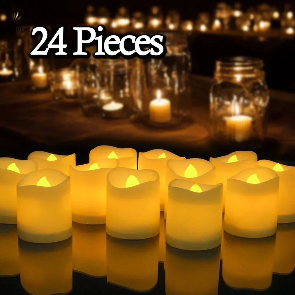 

6/24Pcs Flameless LED Candles Tea Light Creative Lamp Battery Powered Home Wedding Birthday Party Decoration Lighting Dropship