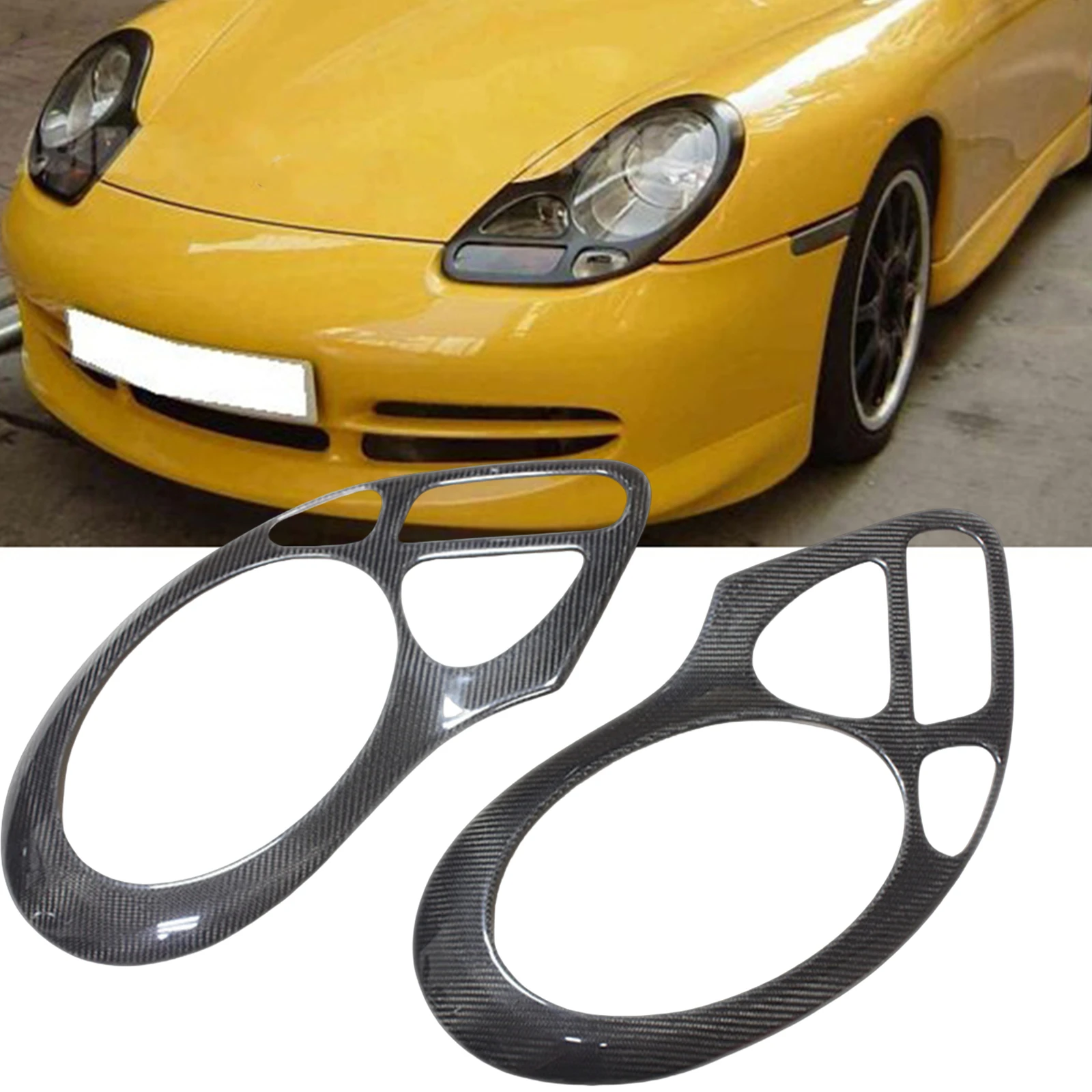 Dla Porsche Boxster 986 911 996 Reflektor brwi Reflektor powiek Wykończenie z włókna węglowego Samochodowe przednie światło główne Pokrywa brwi