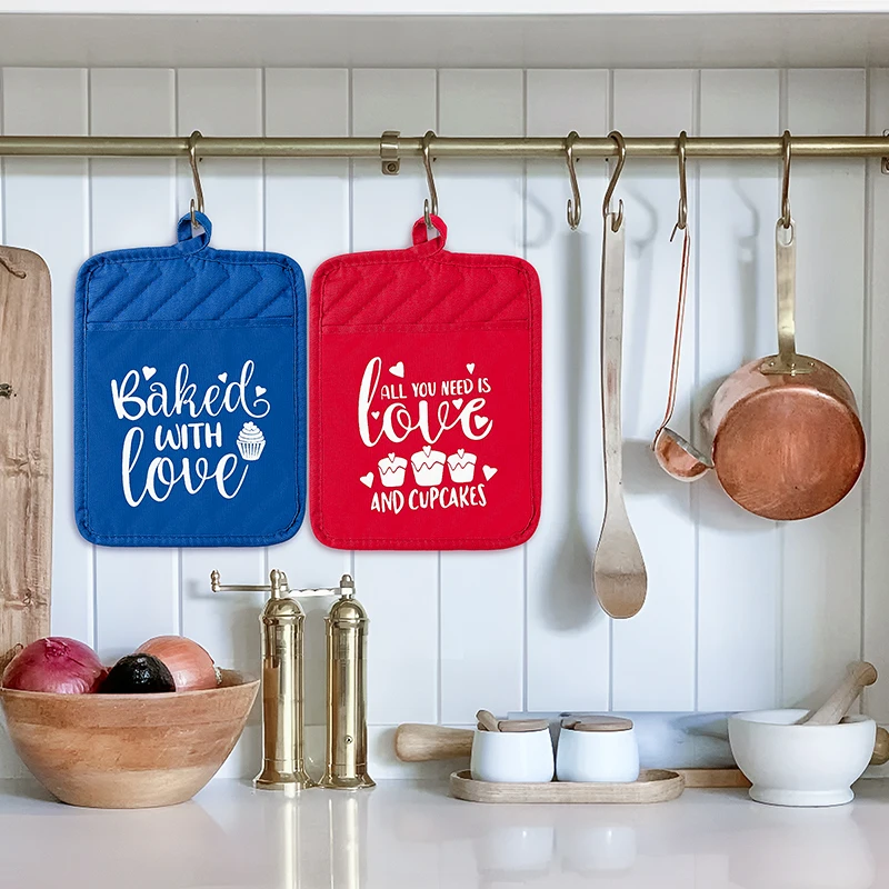 Kitchen Pot Holders Cotton Oven Mitts Heat Resistant Mat Insulation Pad for Baking Oven BBQ Housewarming Party Favors