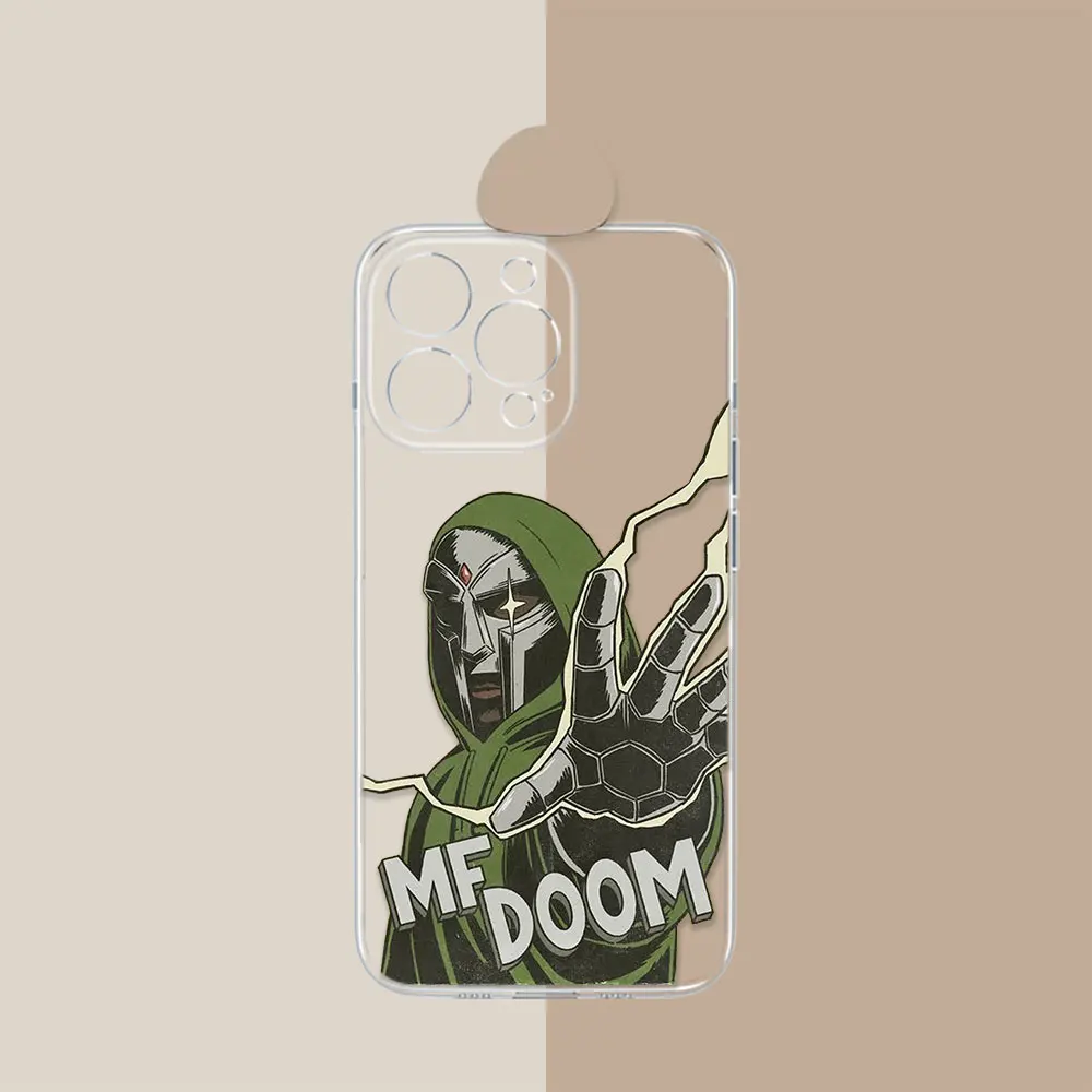 Hop Rap MF DOOM Rapper Phone Case For iPhone 11 13 12 Mini 15 14 Pro Max 8 7 Plus X XR XS SE 15 14 ProMax Case Transparent Cover