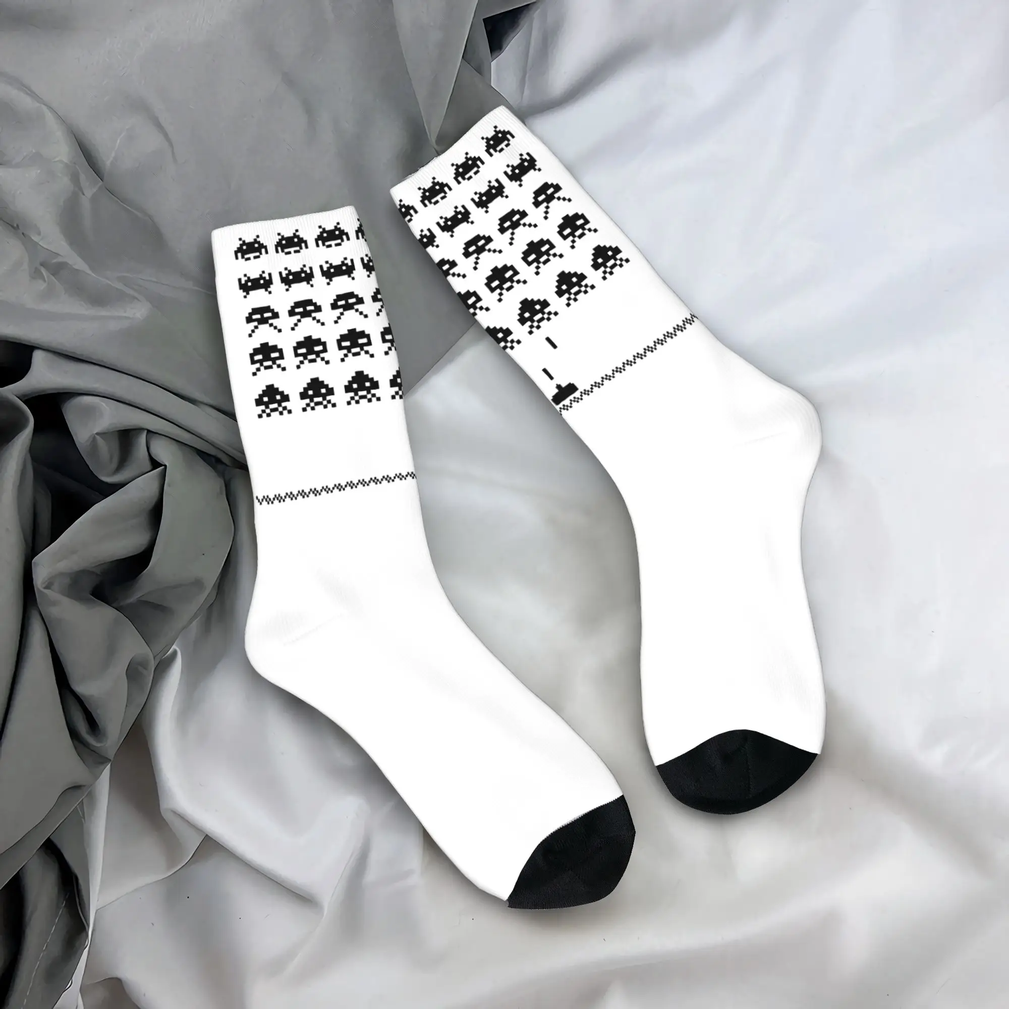 Men Socks Space Invaders Game Black  Stockings Anti Slip Warm Soft Socks Autumn Elegant Design Running Sports Socks