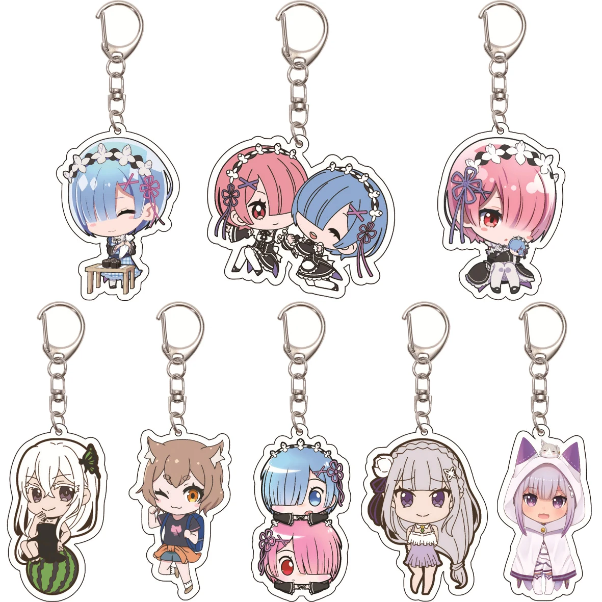 Llavero acrílico de 55MM de Anime Re:Zero - Empezando una nueva vida en otro mundo, con personajes como Rem, Emilia, Ram, Beatrice, Petra y Leyte, un lindo regalo de Navidad.
