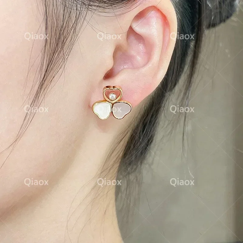 CY Fashionable New Rose Gold Butterfly Heart shaped Earrings for Women\'s Temperament Exquisite Luxury Brand Jewelry Party Gift