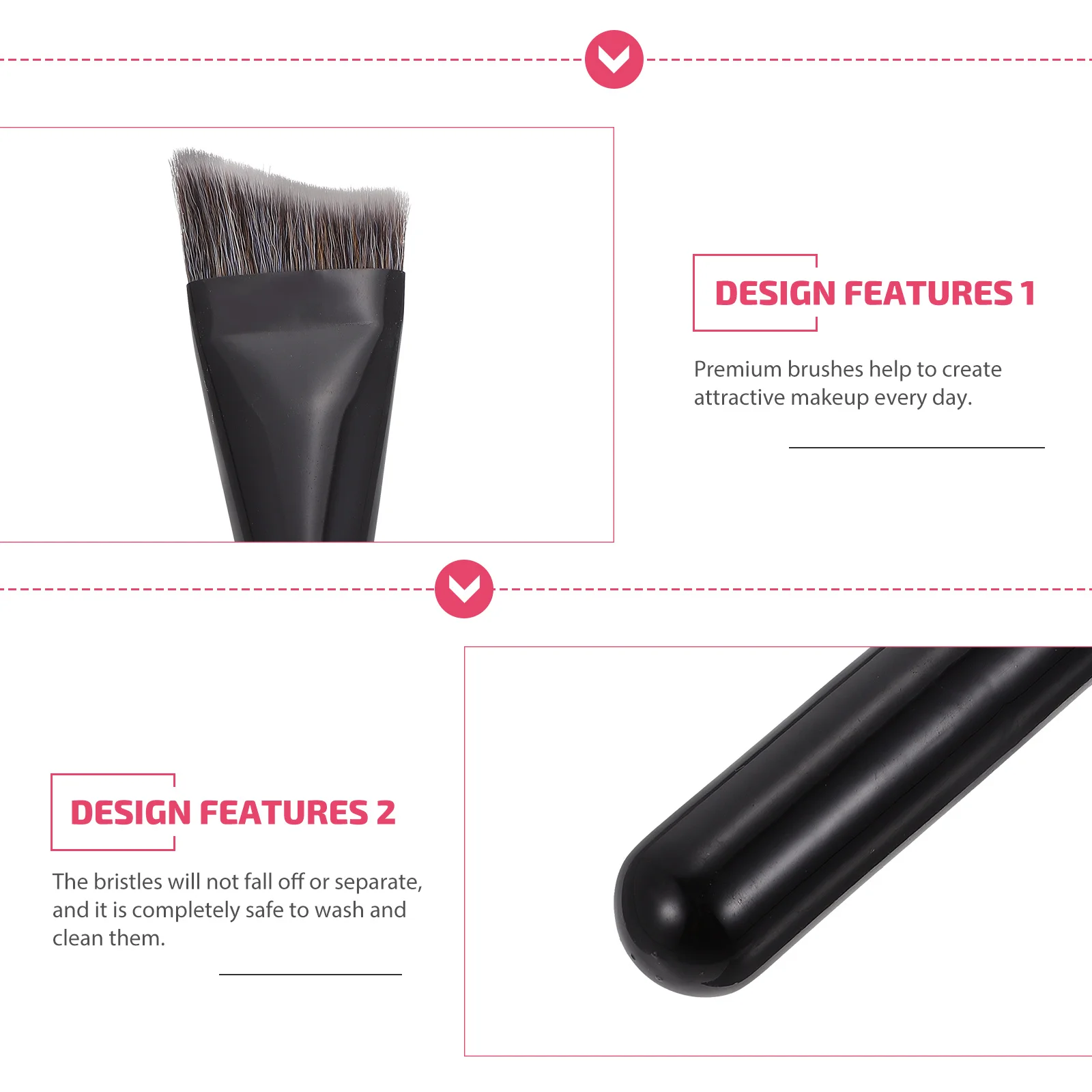 Brocha para base de maquillaje, herramienta de contorno en forma de V negra, diseño curvo profesional para sombra de nariz y cara, mango de madera, 1 ud.